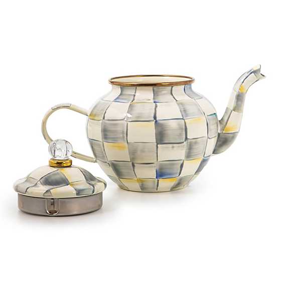 Sterling Check Enamel Teapot - 4 Cup