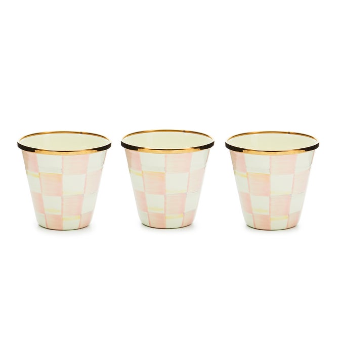 Rosy Check Enamel Herb Pots - Set of 3