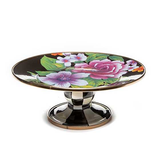 Flower Market Mini Pedestal Platter - Black