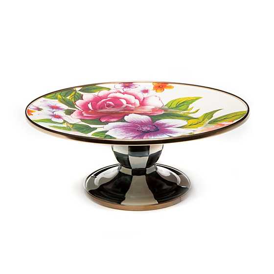 Flower Market Mini Pedestal Platter - White