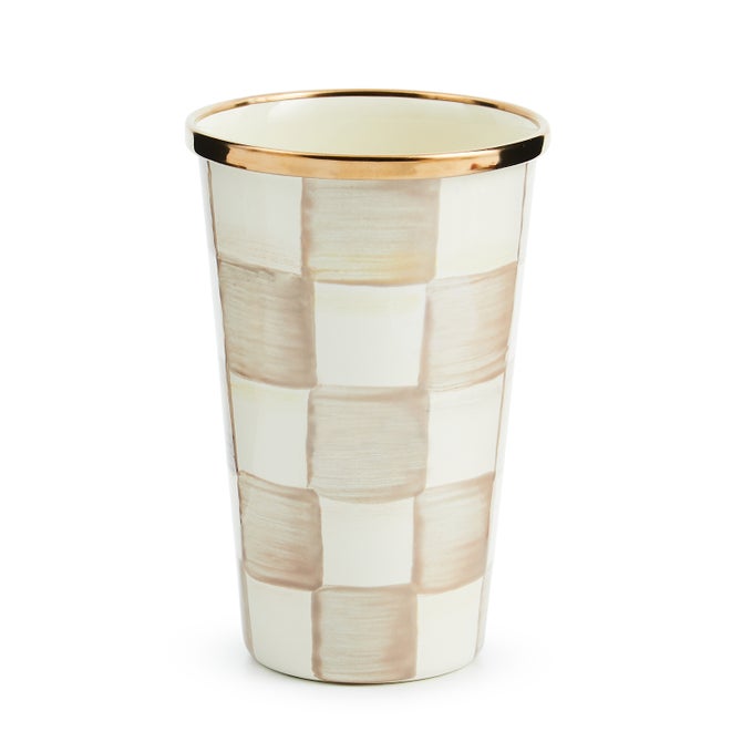 Mocha Check Enamel Tumbler - 10 Ounce