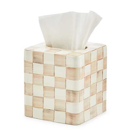 Mocha Check Enamel Boutique Tissue Box Cover