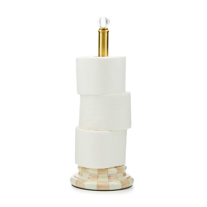 Mocha Check Enamel Bath Toilet Tissue Storage