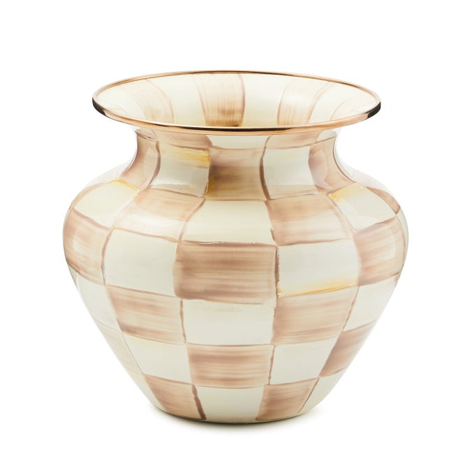 Mocha Check Enamel Large Vase