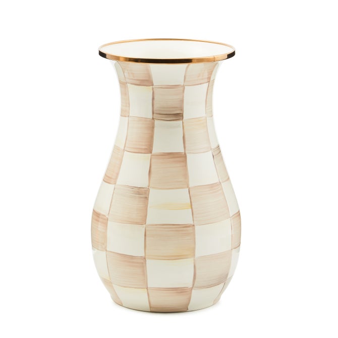 Mocha Check Vase - Tall