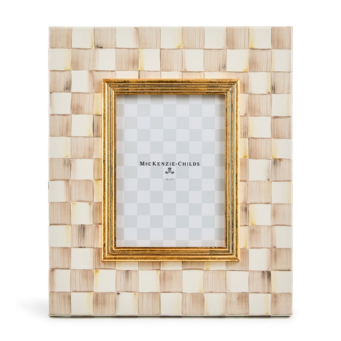 Mocha Check Enamel Frame - 5in. x 7in.