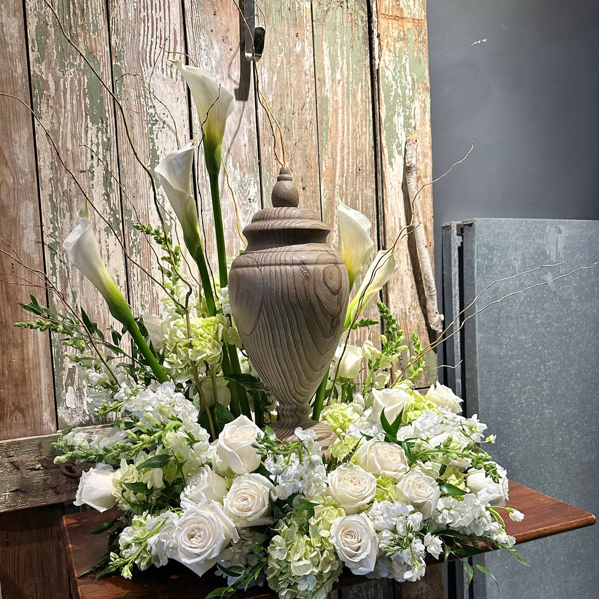 RFD White &amp; Green Cremation Wreath