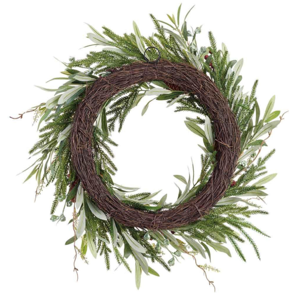 24&quot; Eucalyptus Leaf w/ Berries &amp; Pinecones