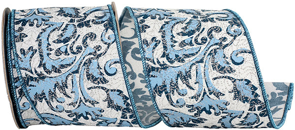 Filigree Azul Glittered Ribbon