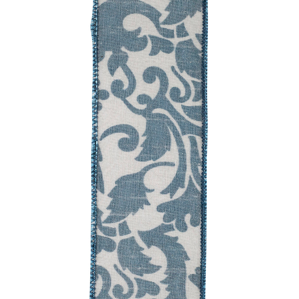 Filigree Azul Glittered Ribbon