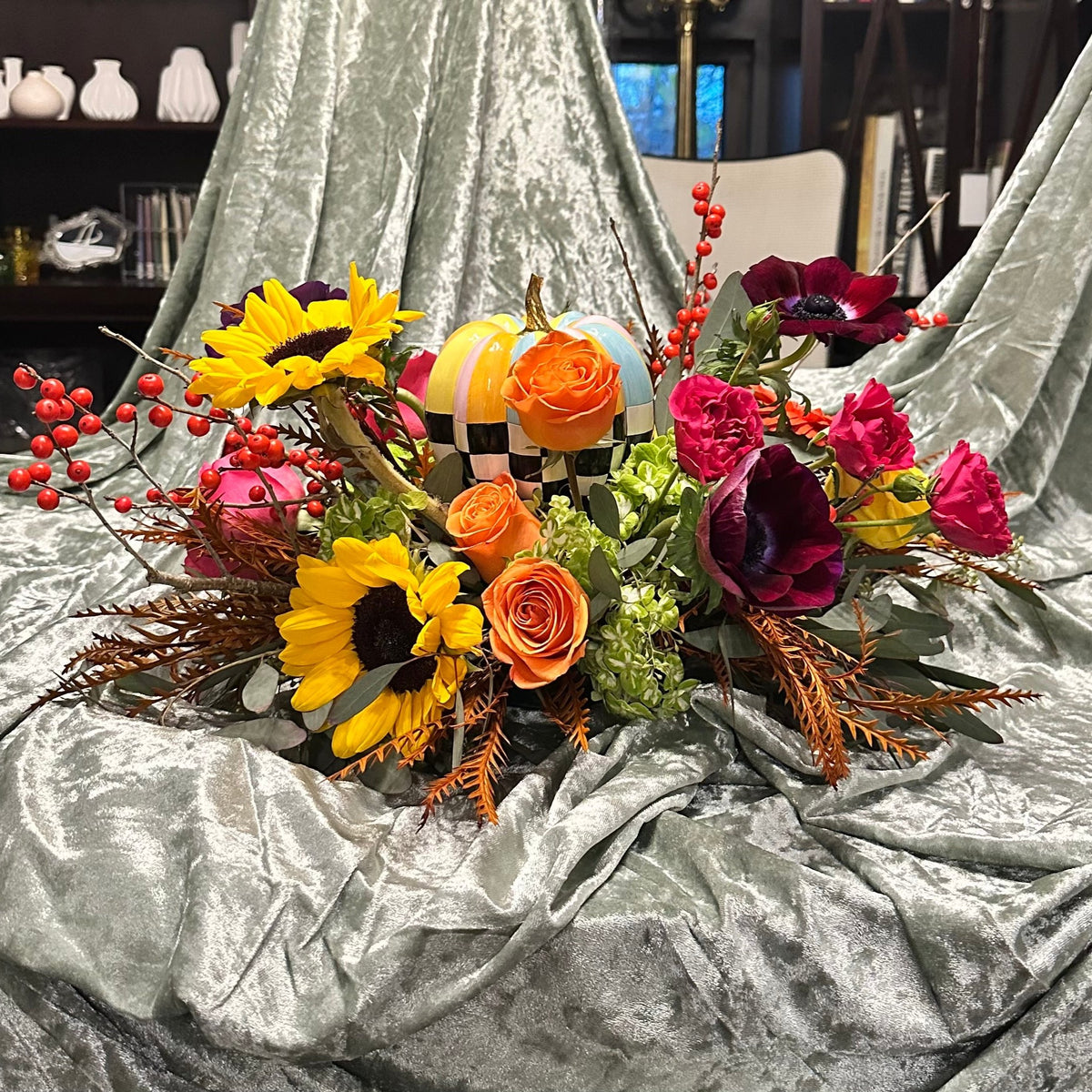 Autumn Check Round Centerpiece