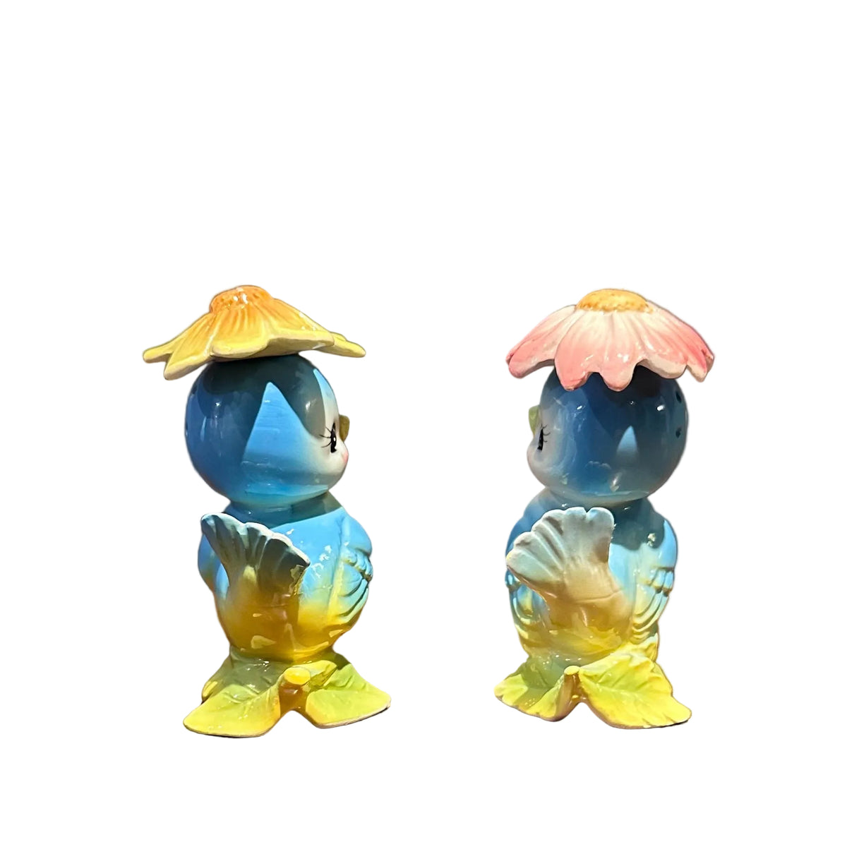 Vintage Bluebird Flower Salt And Pepper Shakers