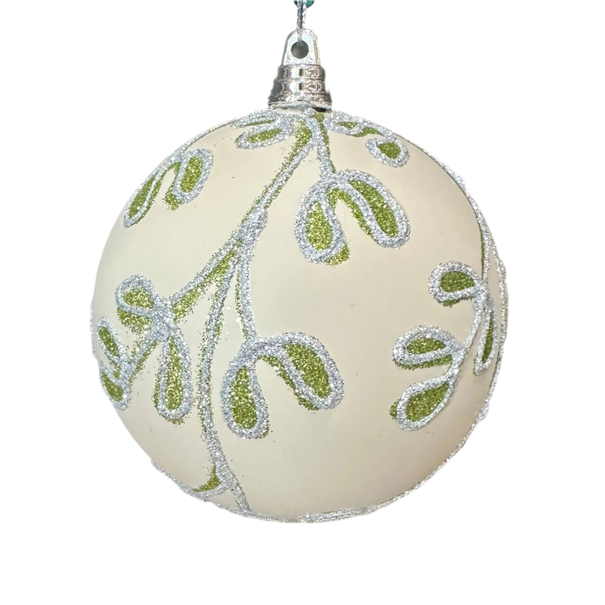 4&quot; Glitter Lime Mistletoe Ball Ornament