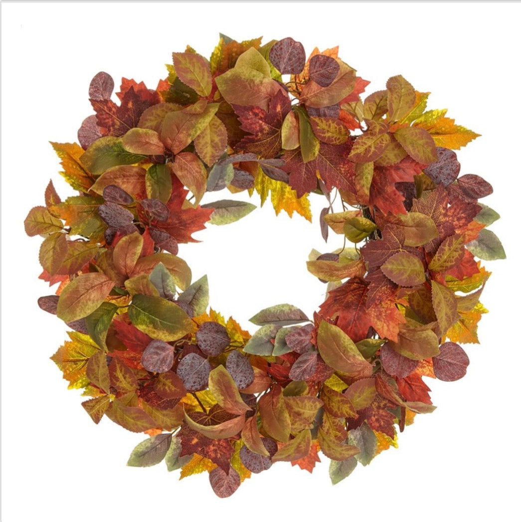 24" Maple/Eucalyptus Leaf Wreath