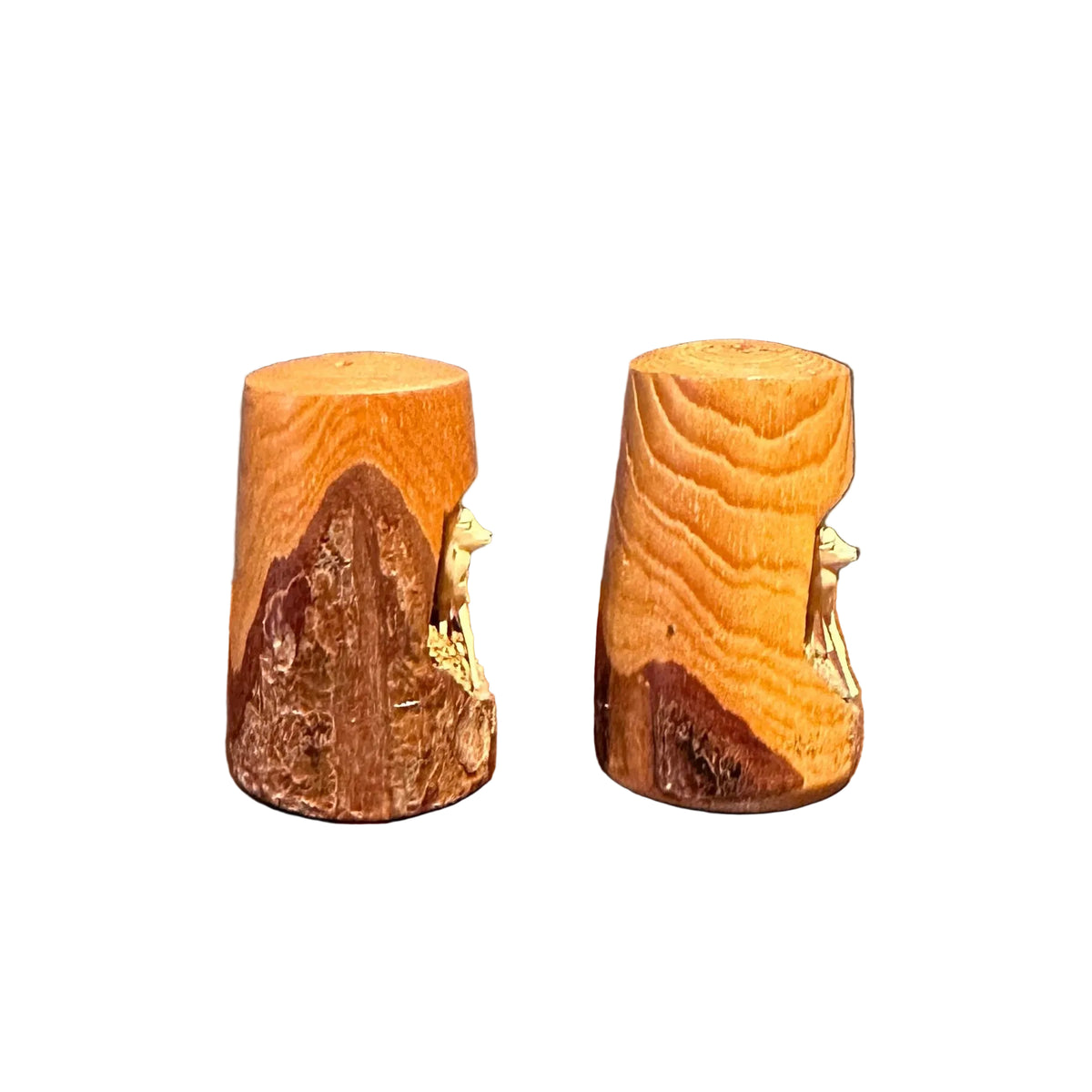 Vintage Wood Salt Pepper Shakers Deer