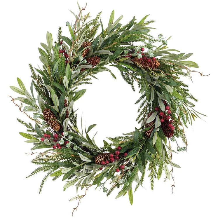 24&quot; Eucalyptus Leaf w/ Berries &amp; Pinecones