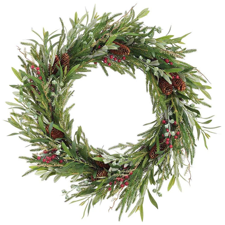 24" Eucalyptus Leaf w/ Berries & Pinecones