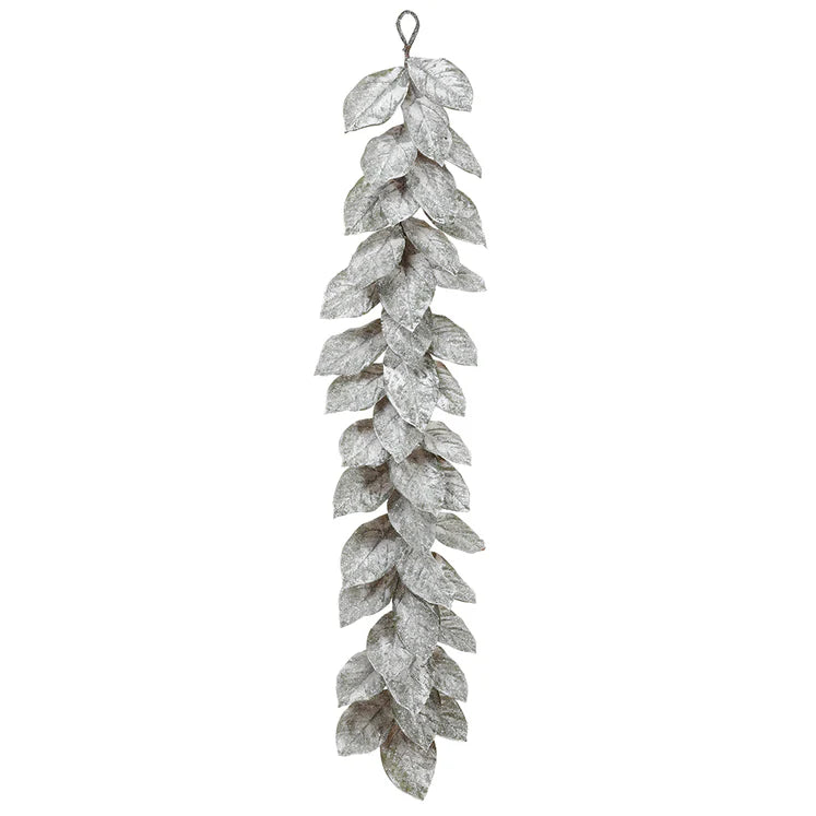 5&#39; Iced Magnolia Leaf Garland