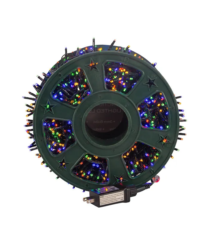 98&#39; 1,200-Light Multicolor 3MM LED Multifunction Rice Lights With Green Wire