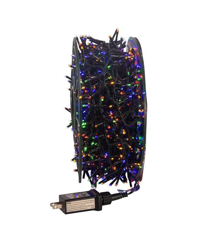 98&#39; 1,200-Light Multicolor 3MM LED Multifunction Rice Lights With Green Wire