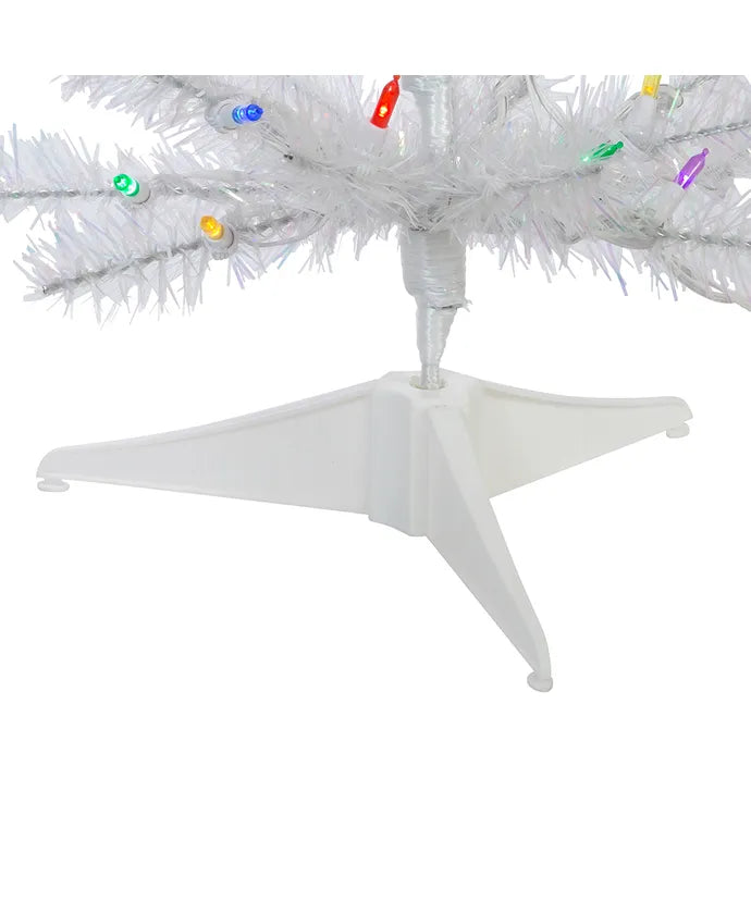 24&quot; Pre-Lit Multicolored LED White Glisten Pine Tree