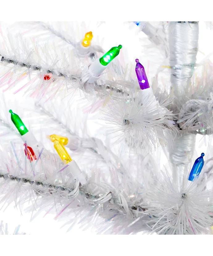 3&#39; Pre-Lit Multicolored LED White Glisten Pine Tree