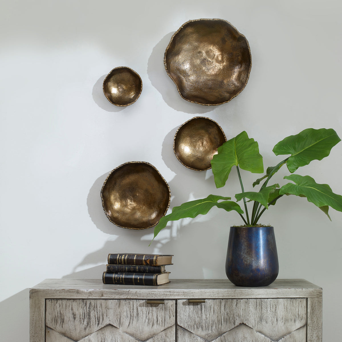 Lucky Coins Brass Wall Bowls, S/4