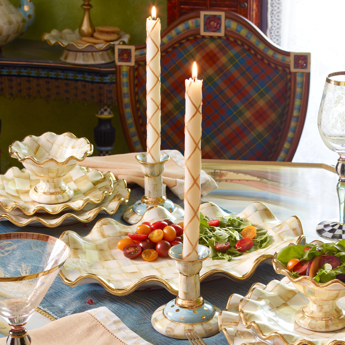 Parchment Check Serving Platter