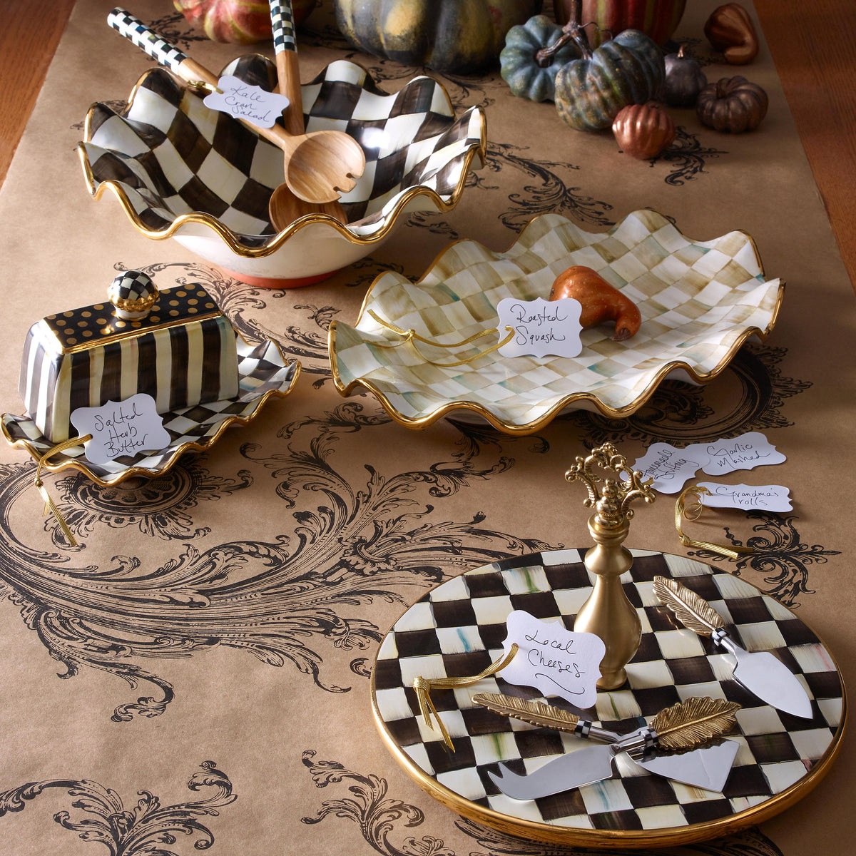 Parchment Check Serving Platter