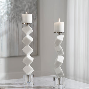 Casen Marble Cube Candleholders, S/2
