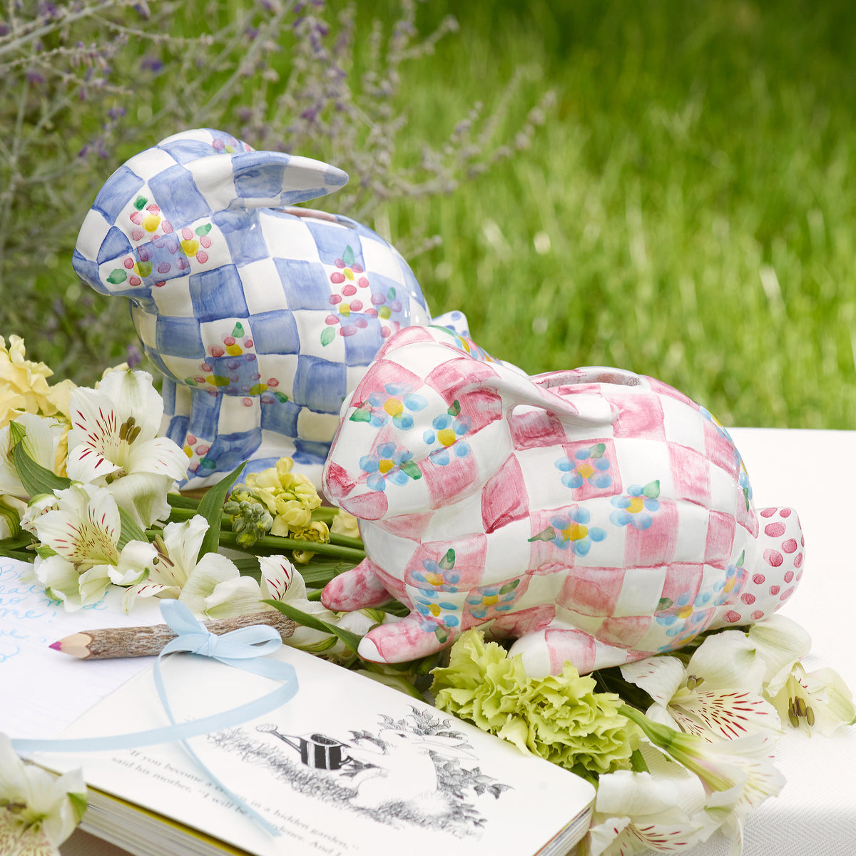 Quilted Bunny Bank - Blue