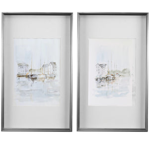 New England Port Framed Prints, S/2