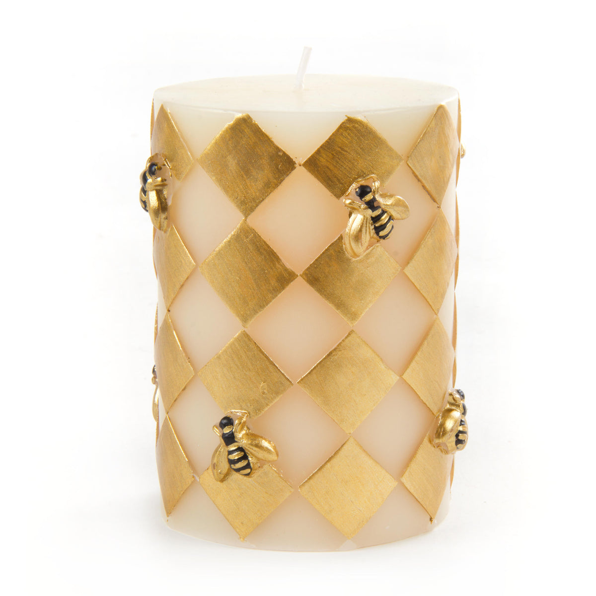 Bee Pillar Candle - 4&quot; - Gold