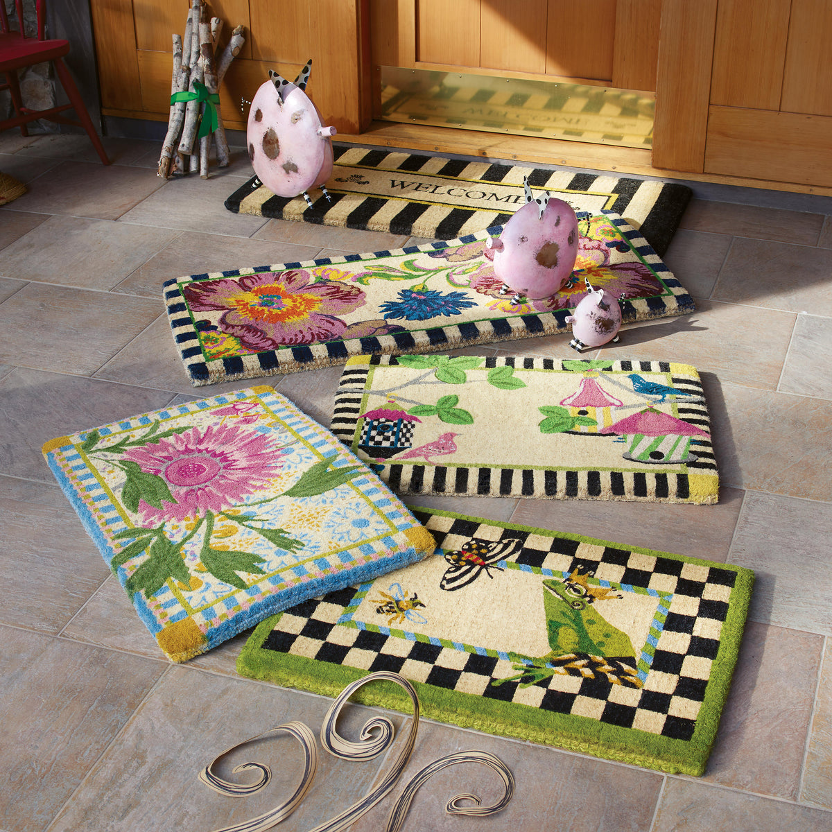 Awning Stripe Double Door Welcome Mat