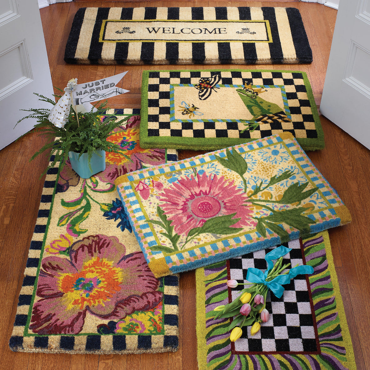 Awning Stripe Double Door Welcome Mat