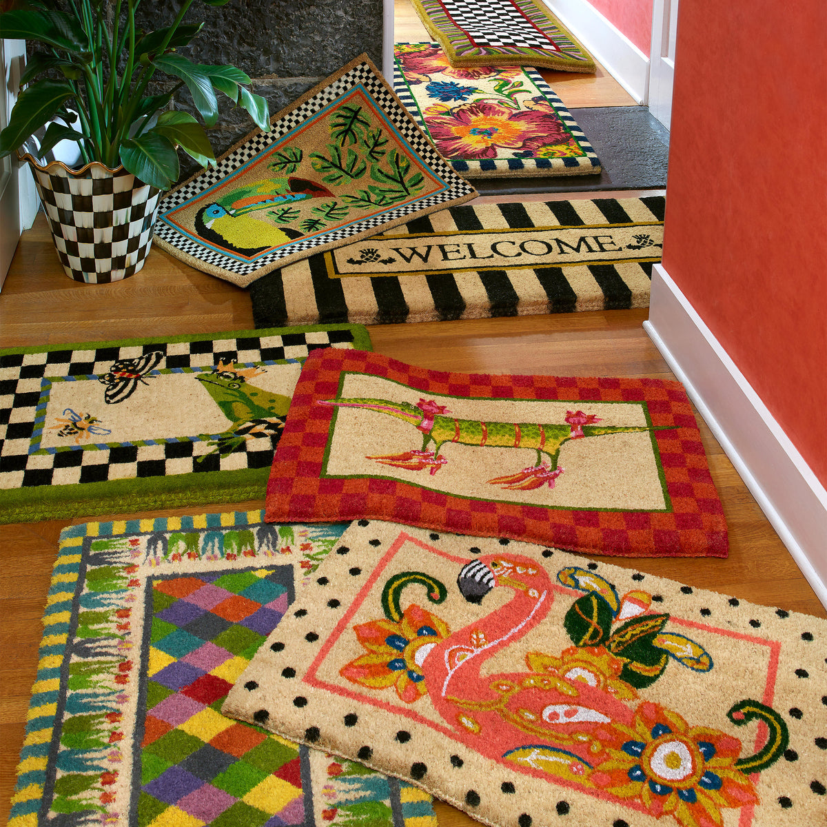 Awning Stripe Double Door Welcome Mat