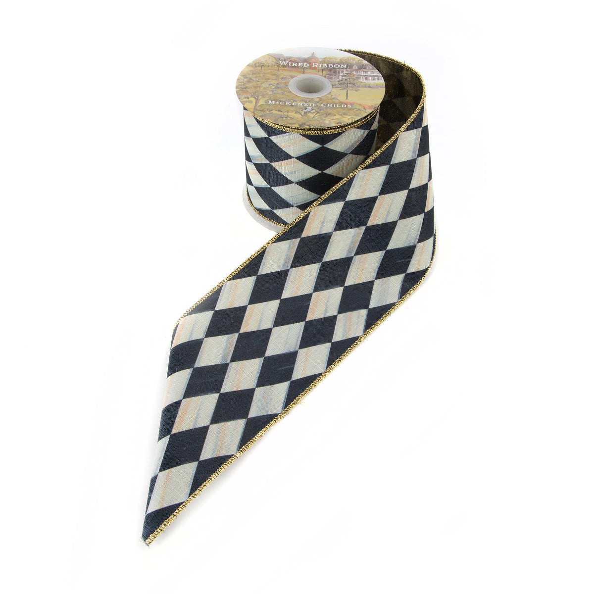 Courtly Harlequin Ribbon 4&quot;- Gold Back