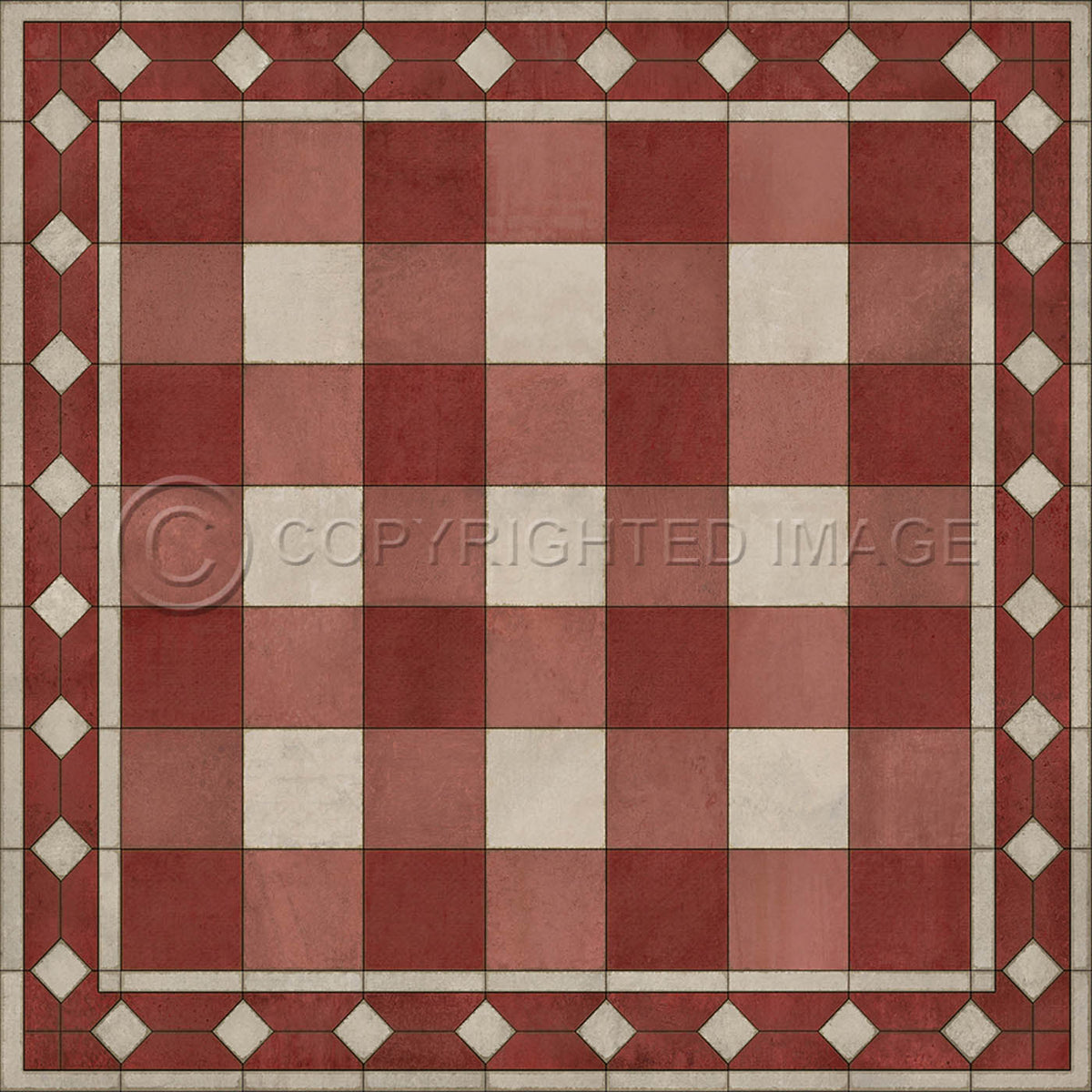 Gingham Tile Red 48x48