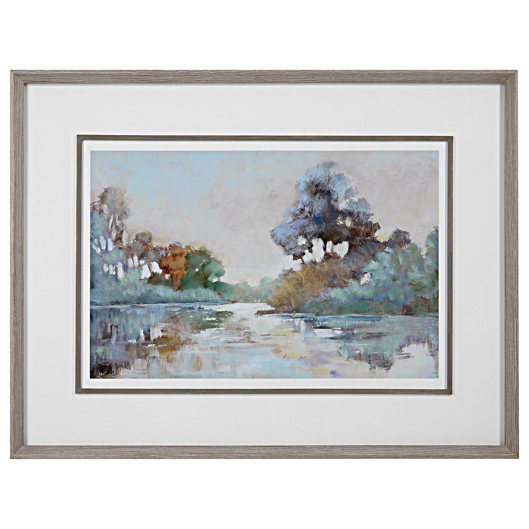 Morning Lake Watercolor Framed Print