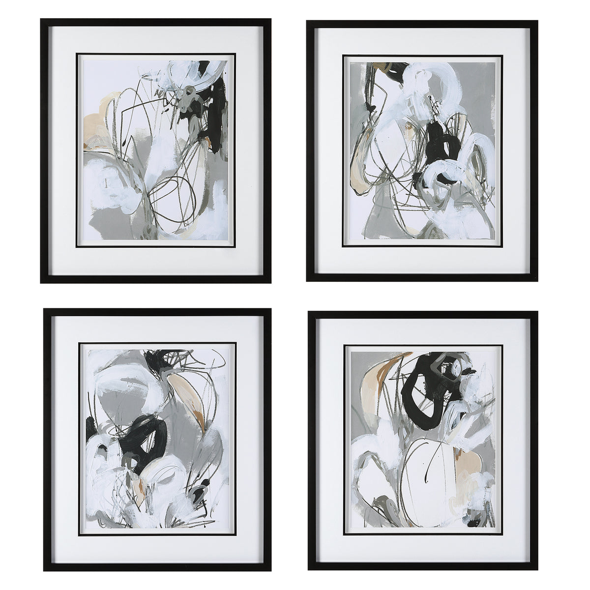 Tangled Threads Abstract Framed Prints, S/4