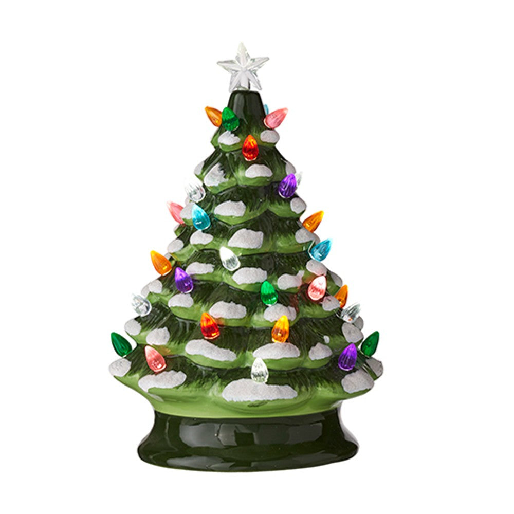 10&quot; Vintage Snowy Green Lighted Tree