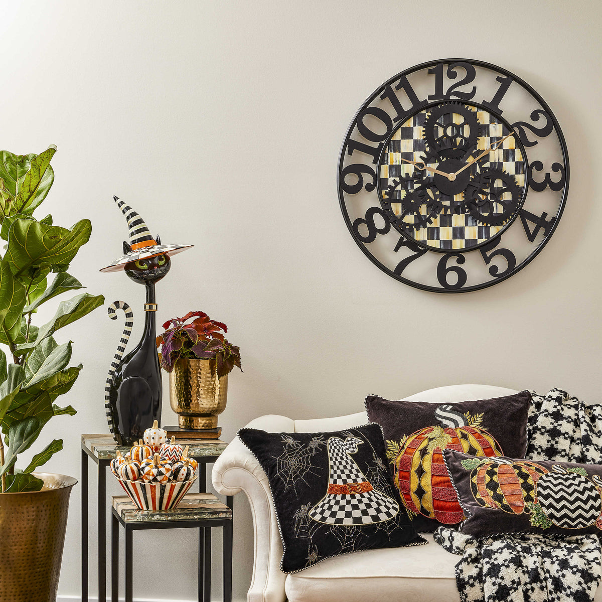 Courtly Check Farmhouse Wall Clock - Large