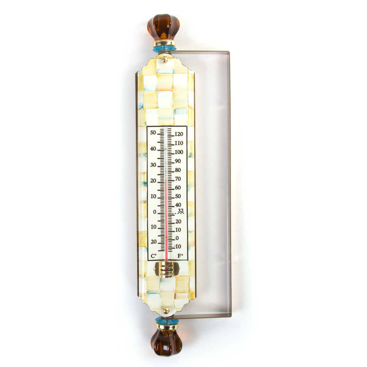 Enamel Parchment Check Outdoor Thermometer