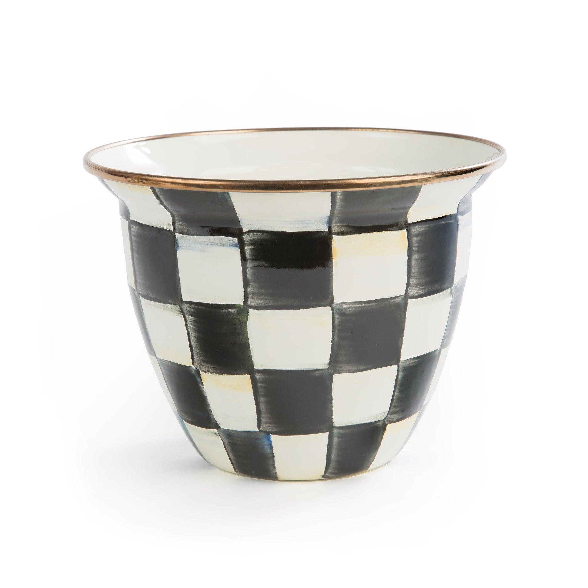 Courtly Check Enamel Flower Pot - Large