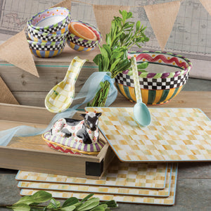 Parchment Check Enamel Spoon Rest