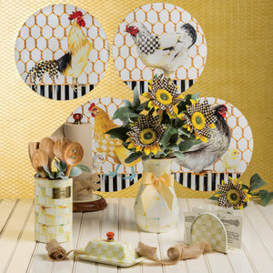 Parchment Check Enamel Utensil Holder