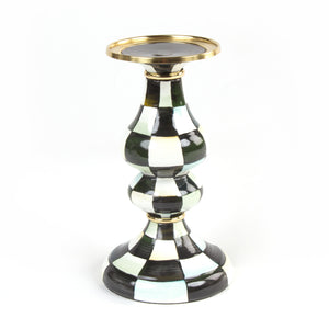 Courtly Check Enamel Pillar Candlestick - Medium