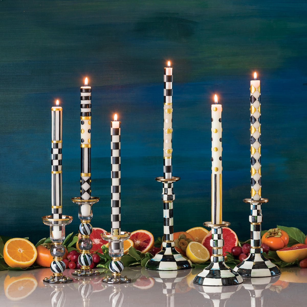 Courtly Check Enamel Candlestick - Modest