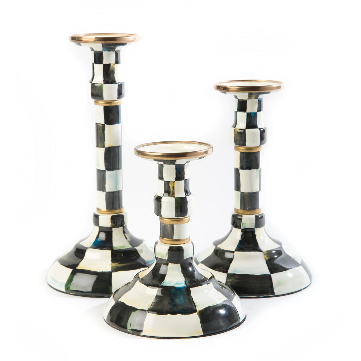 Courtly Check Enamel Candlestick - Modest