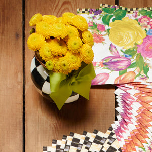 Courtly Check Enamel Vase - Green Bow